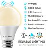 Luxrite A19 LED Light Bulbs Dusk to Dawn Motion Sensor 9W=60W 800LM 3000K Soft White E26 Base 6-Pack LR21481-6PK